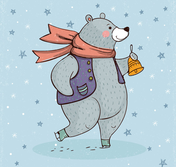 彩绘溜冰的熊