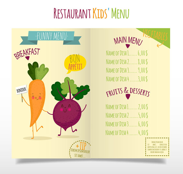 蔬菜儿童菜单