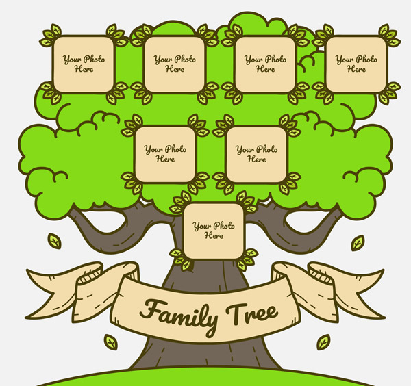 彩绘绿色家族树