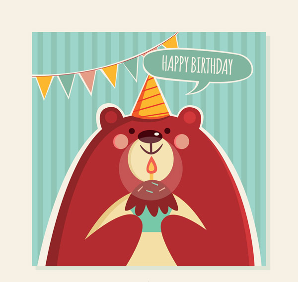 棕熊生日祝福卡