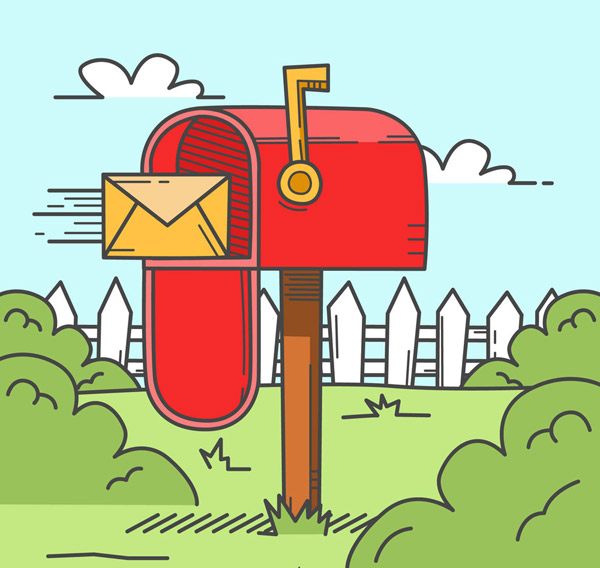 花园里的红色信箱