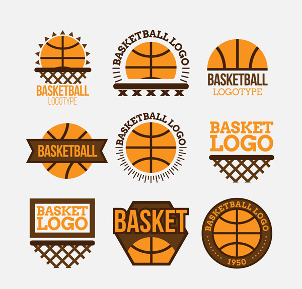 矢量logo图形所需点数:0点9款创意篮球标志矢量素材,篮球架,篮球