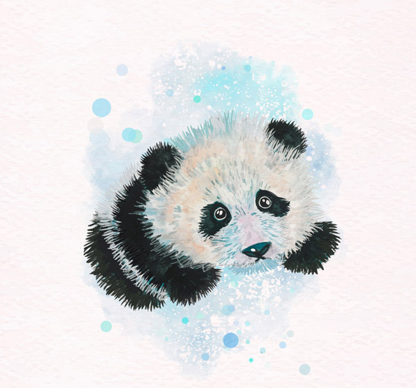 水彩绘可爱熊猫