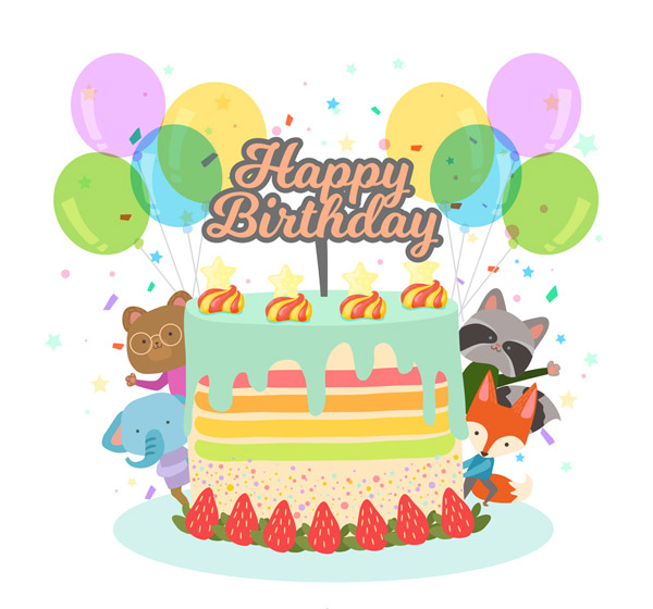 生日蛋糕和动物