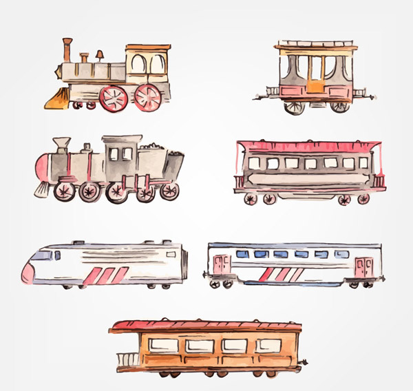 彩绘火车和车厢