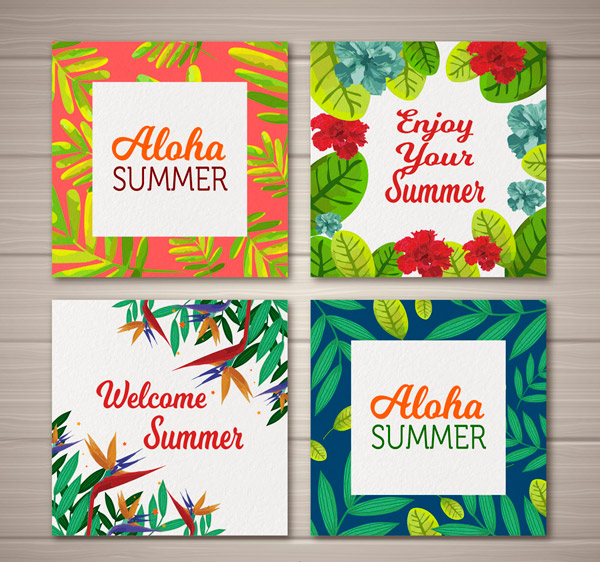 夏威夷花卉卡片
