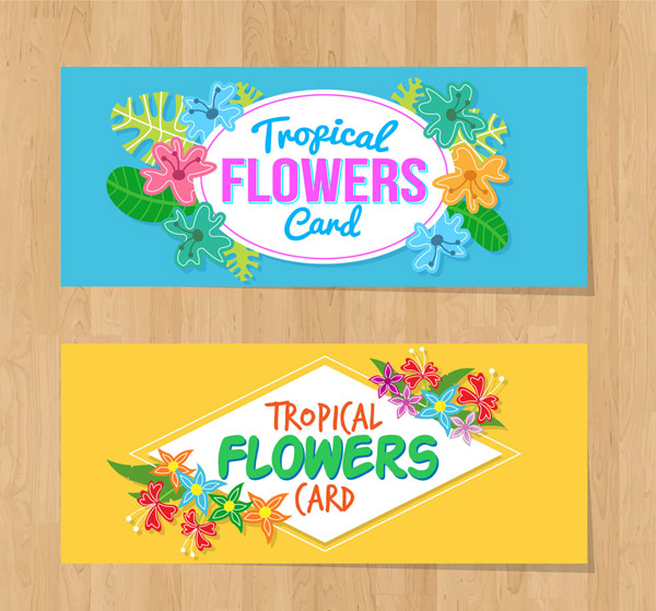 卡通热带花卉卡片