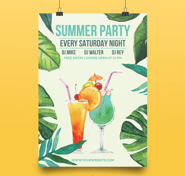 夏季鸡尾酒派对海报