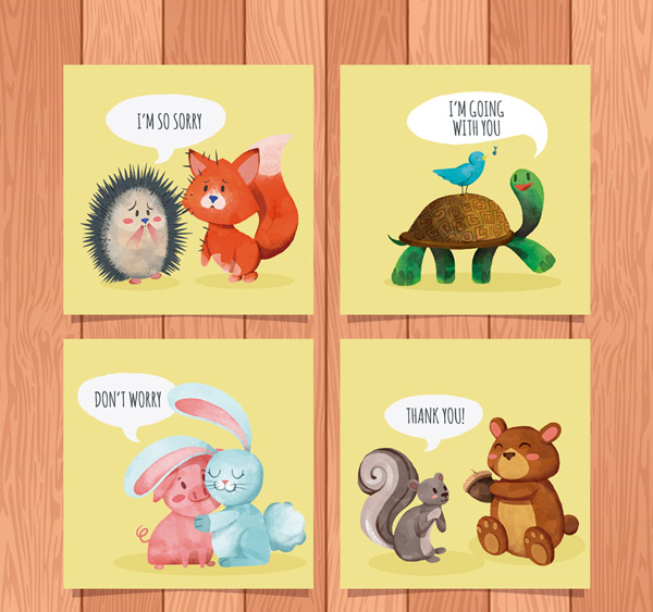 彩绘动物友谊卡片
