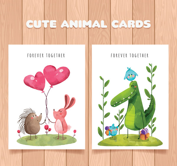 彩绘可爱动物卡片