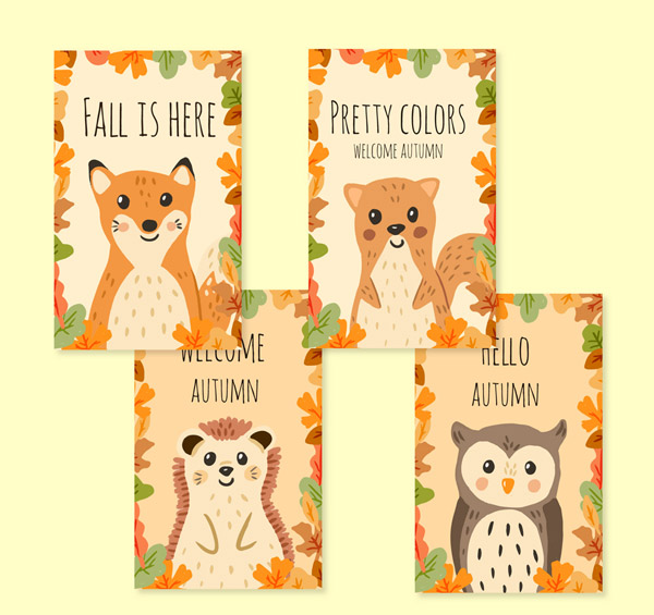 秋季动物卡片