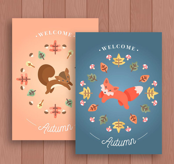 秋季动物卡片
