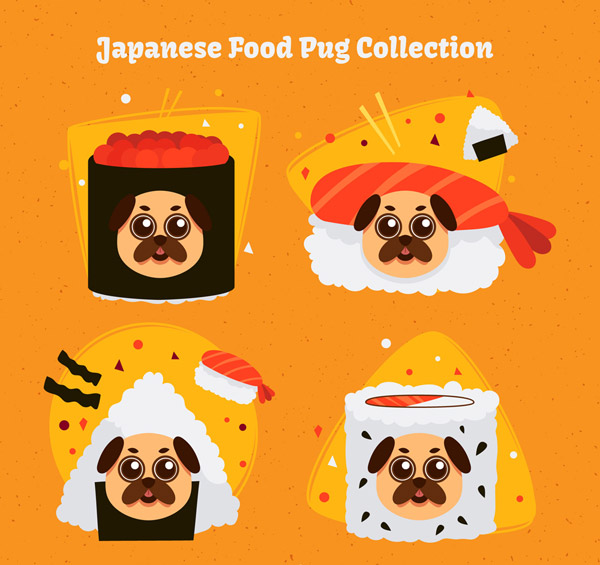 日本料理装扮巴哥犬