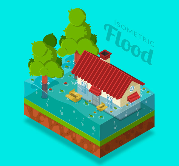 洪灾中的房屋