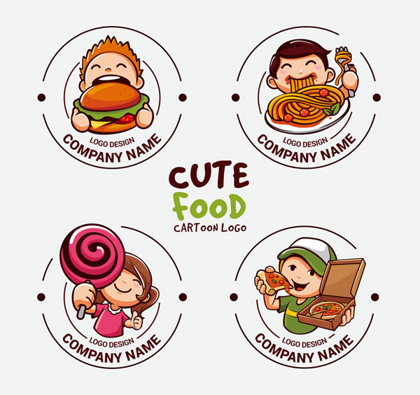 矢量logo图形所需点数:   0 点 关键词: 4款可爱卡通人物餐饮标志