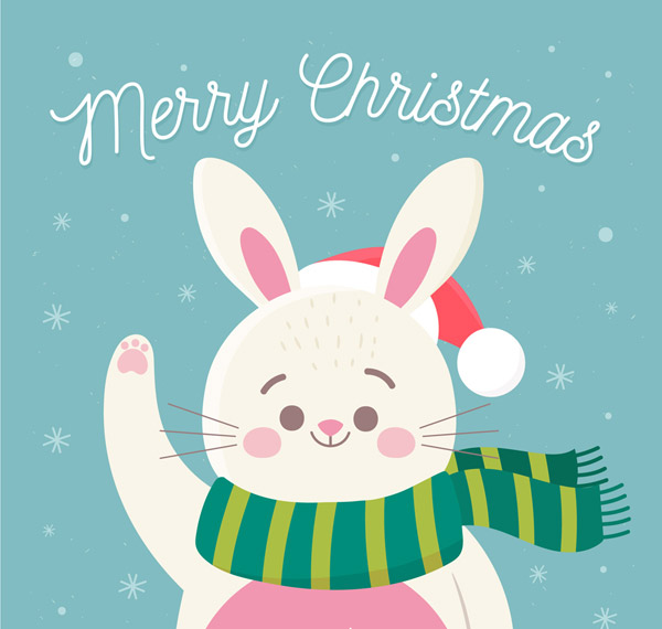 圣诞节招手的兔子