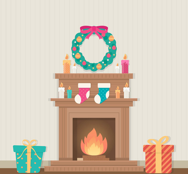 圣诞客厅壁炉