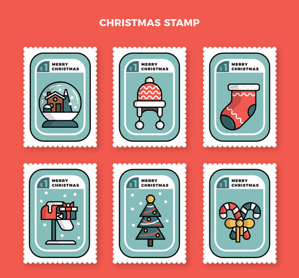 白边圣诞节邮票