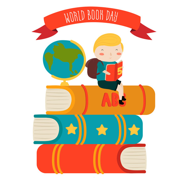 世界图书日书堆