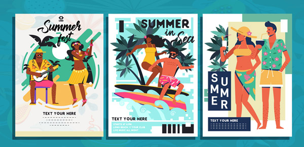 夏季度假男女海报