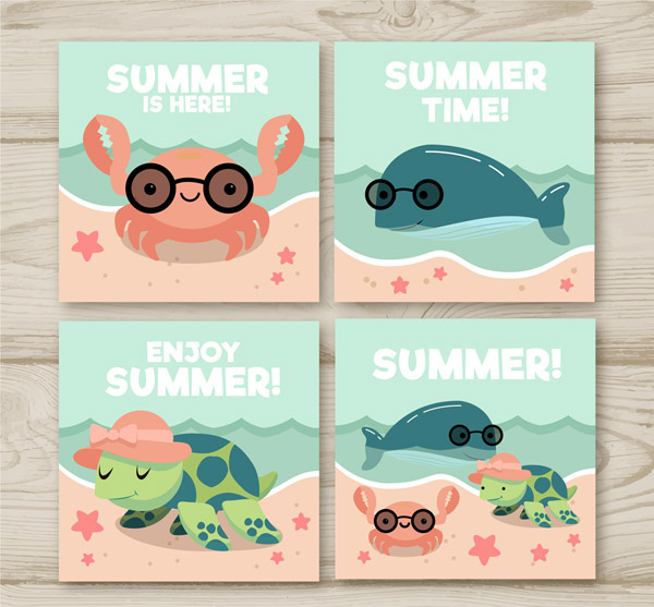可爱海洋动物卡片