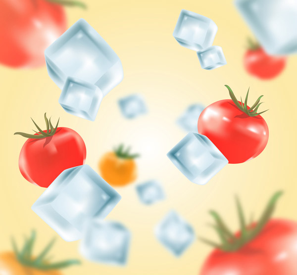 冰块和番茄矢量
