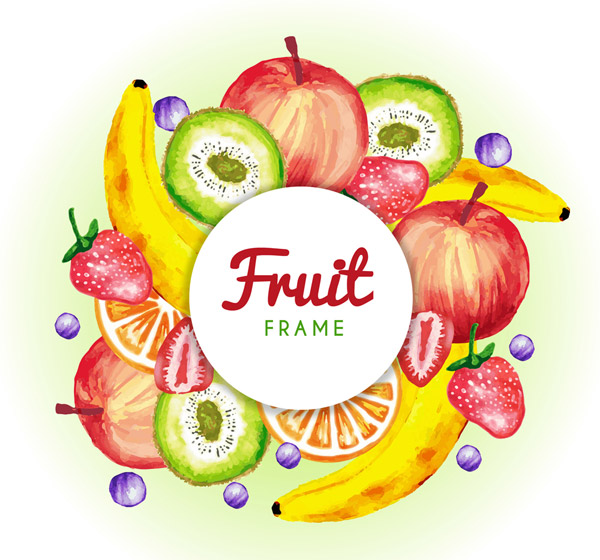 水彩绘水果框架