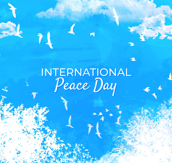 水彩绘国际和平日
