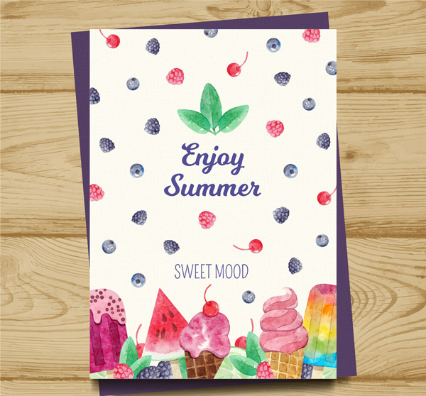 彩绘夏季甜点卡片