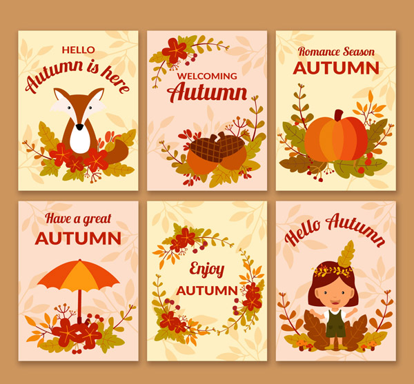 可爱秋季祝福卡片