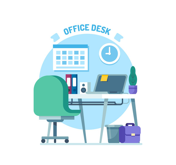 蓝色私人办公桌