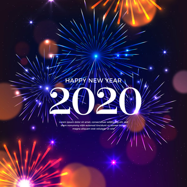 2020彩色烟花贺卡