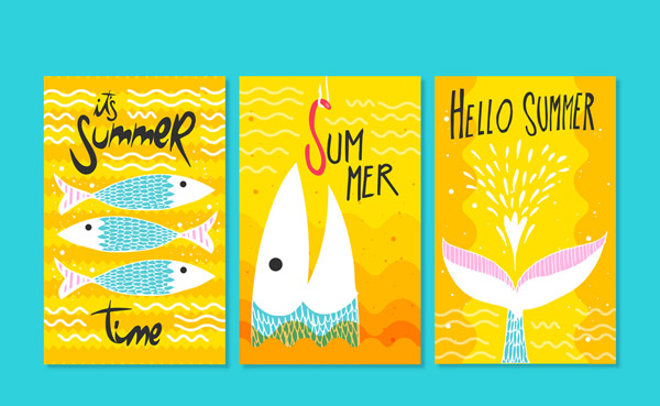 彩绘夏季鱼卡片