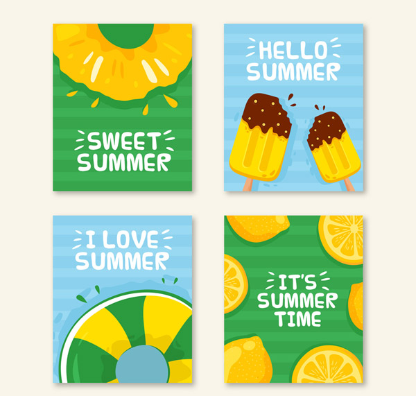 4款彩色夏季卡片