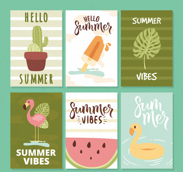 手绘夏季元素卡片
