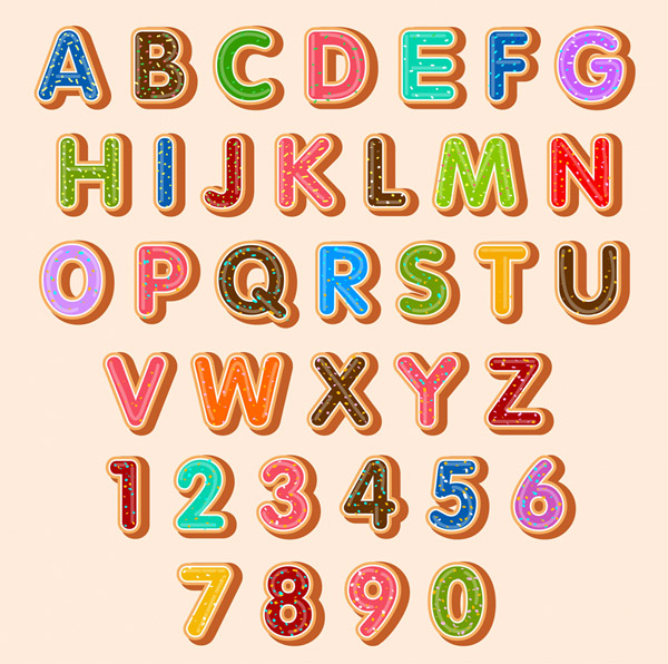 彩色饼干字母数字