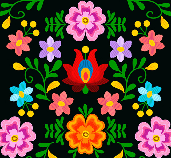 彩色抽象花卉