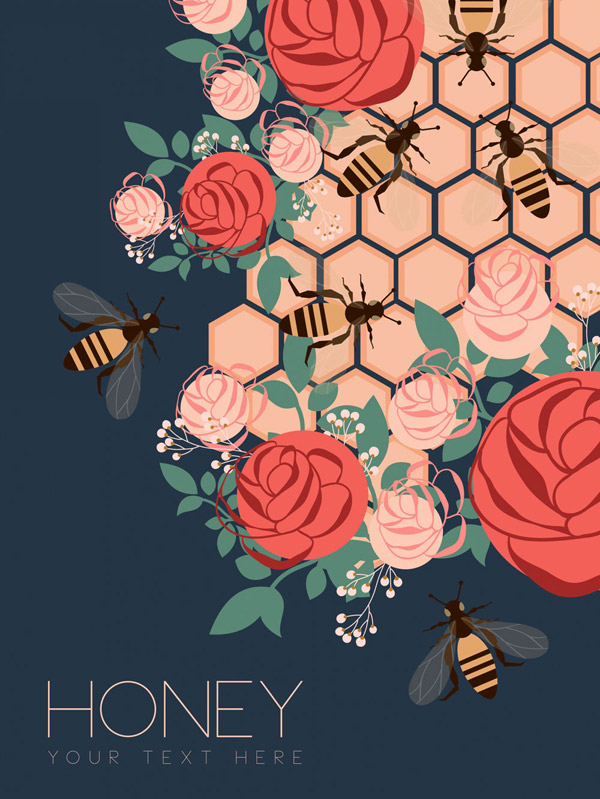 创意蜜蜂和玫瑰