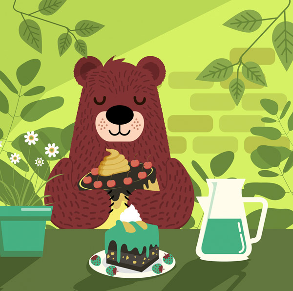吃蛋糕的棕熊