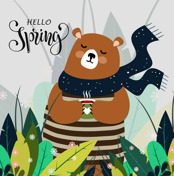 春季棕熊矢量