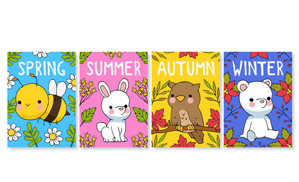 四季动物卡片