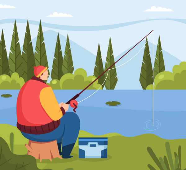 河边钓鱼男子