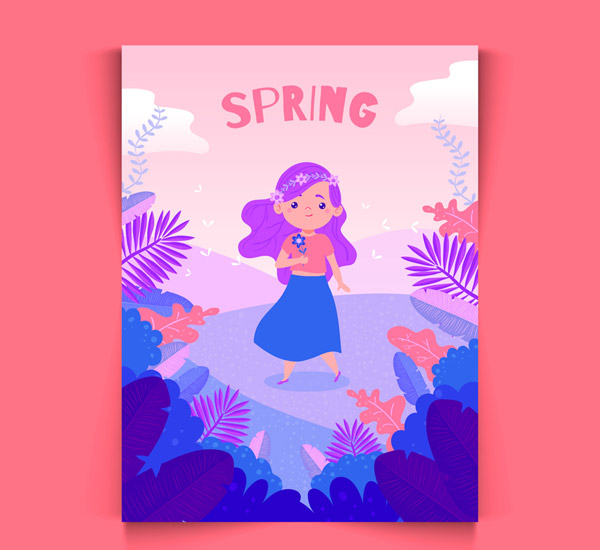春季女孩卡片