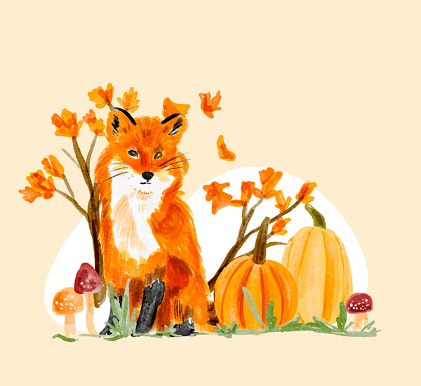 秋季狐狸和南瓜