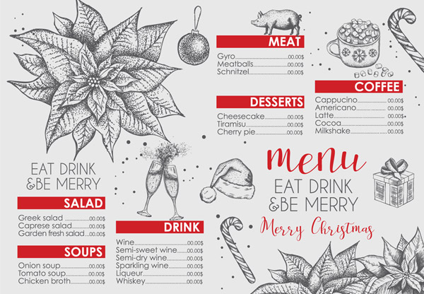 圣诞节餐馆菜单