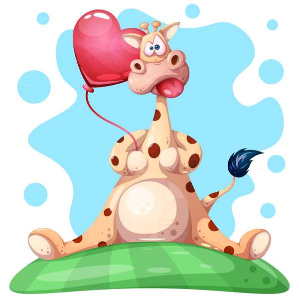长颈鹿和爱心气球