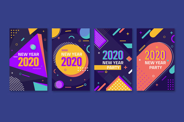 彩色2020年卡片