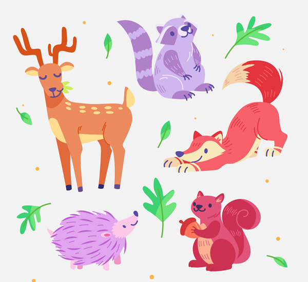 彩色森林动物