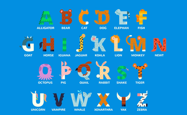 彩色动物形字母