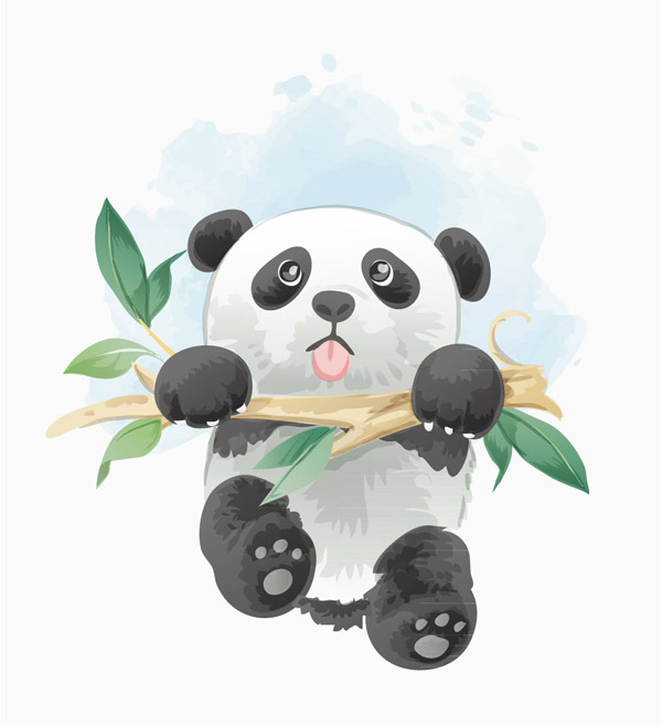 攀树枝的熊猫